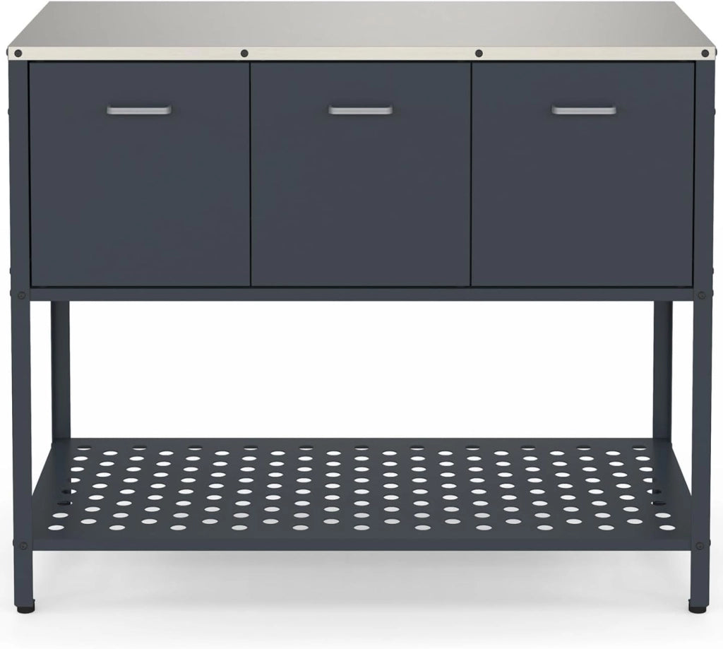 IDMarket - Cucina da esterno PAREO a 3 ante con 1 ripiano in acciaio grigio antracite