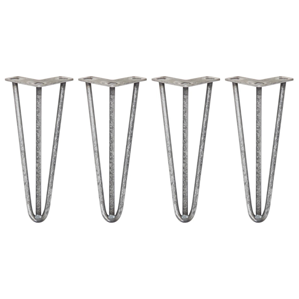 4 Gambe per Tavolo a Forcina SkiSki Legs 30,5cm Acciaio Naturale 3 Rebbi 12mm
