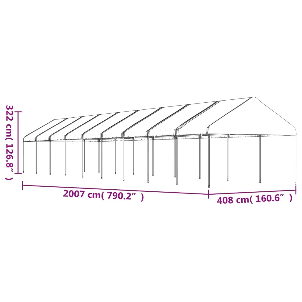 Gazebo con Tetto Bianco 20,07x4,08x3,22 m in Polietilene 3155517