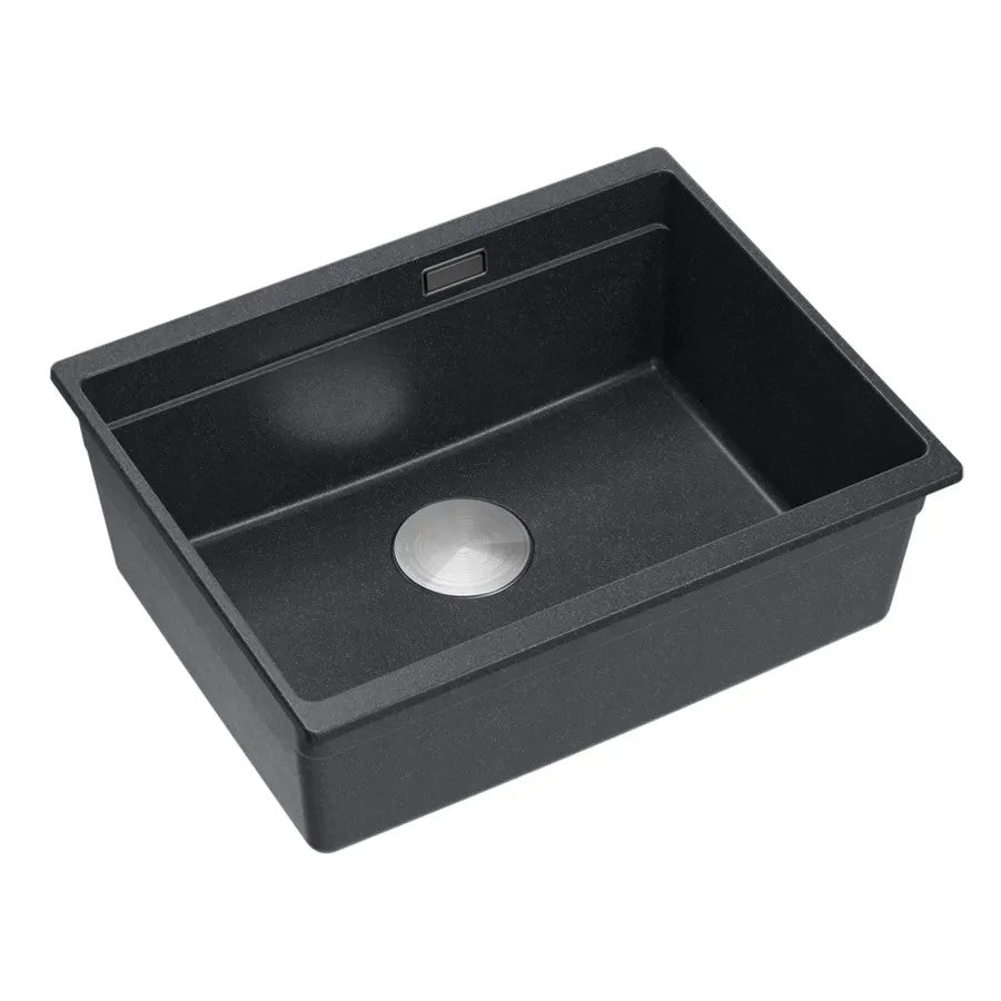 Lavello In Granito Logan 100 Black Metallic Tappo rame spazzolato