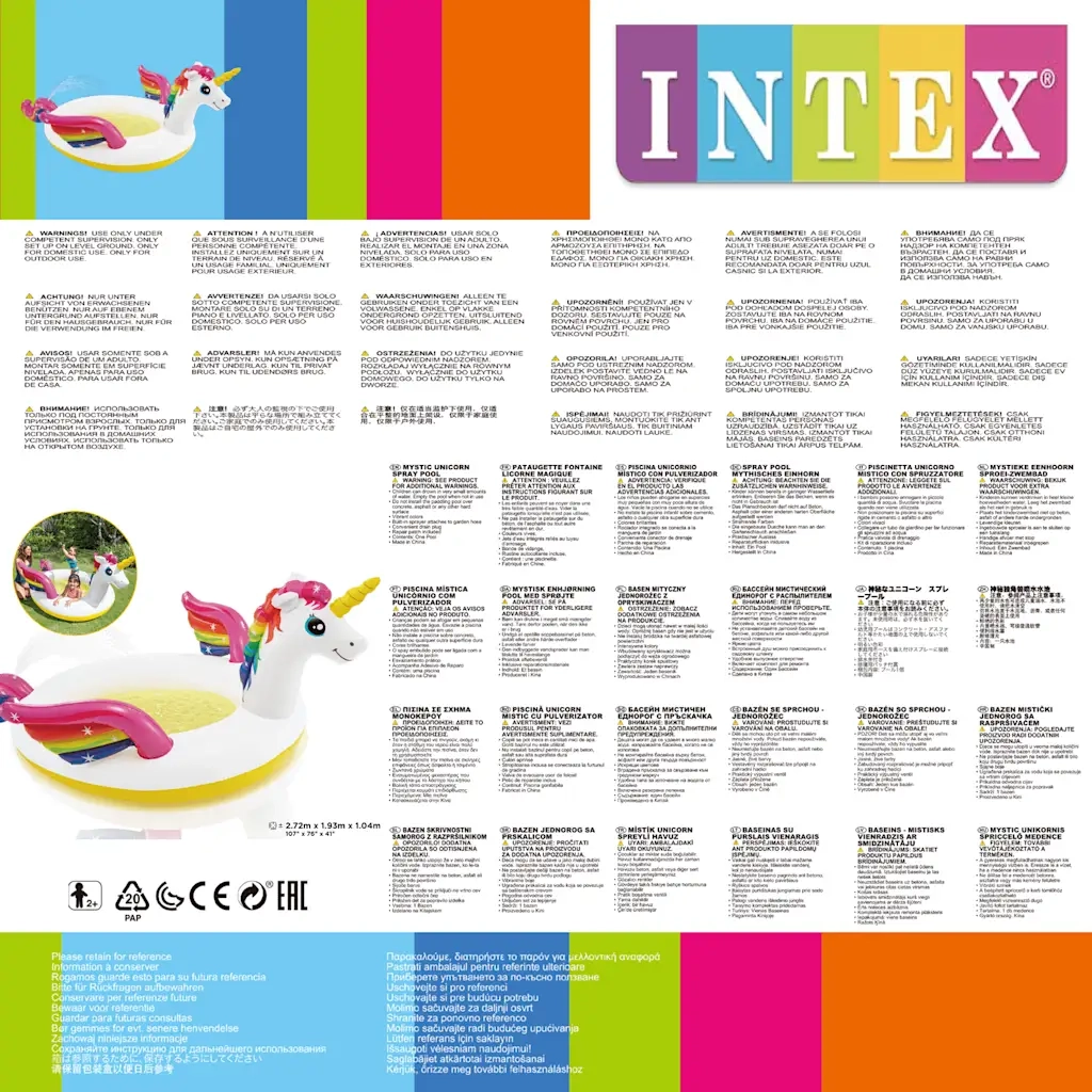 INTEX Piscina per Bambini Unicorno con Spruzzo 127x102x69 cm 92531
