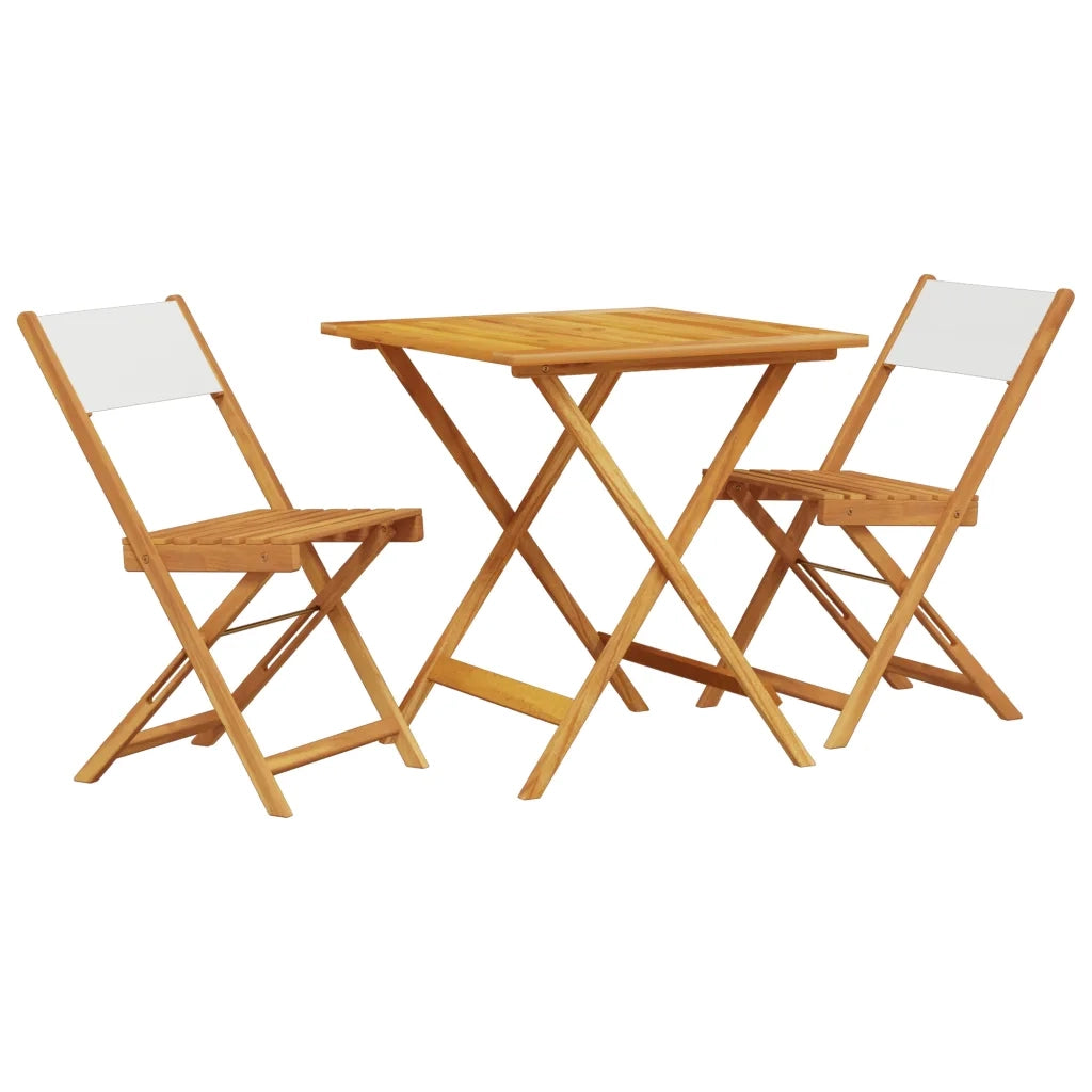 Set da Bistrot 3pz | Set Salotto da Giardino Bianco Crema in Tessuto e Legno Massello