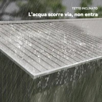 Casetta da Giardino con Porte Scorrevoli e Tetto Inclinato, in Acciaio, 340x386x200 cm, Grigio