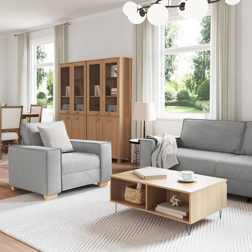 Divano 3 pcs Grigio Nuvola Tessuto misto lino 3324617