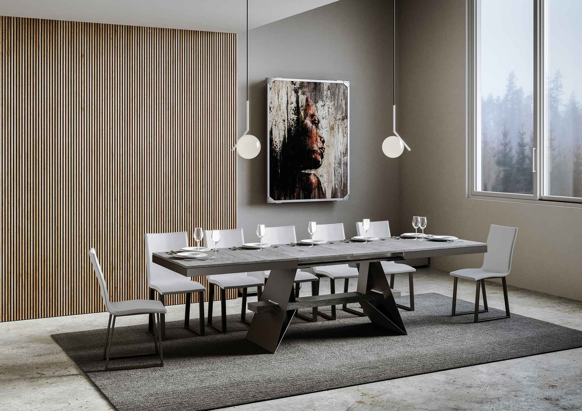 Tavolo Allungabile 160-420x90x77 cm Baita Evolution Cemento