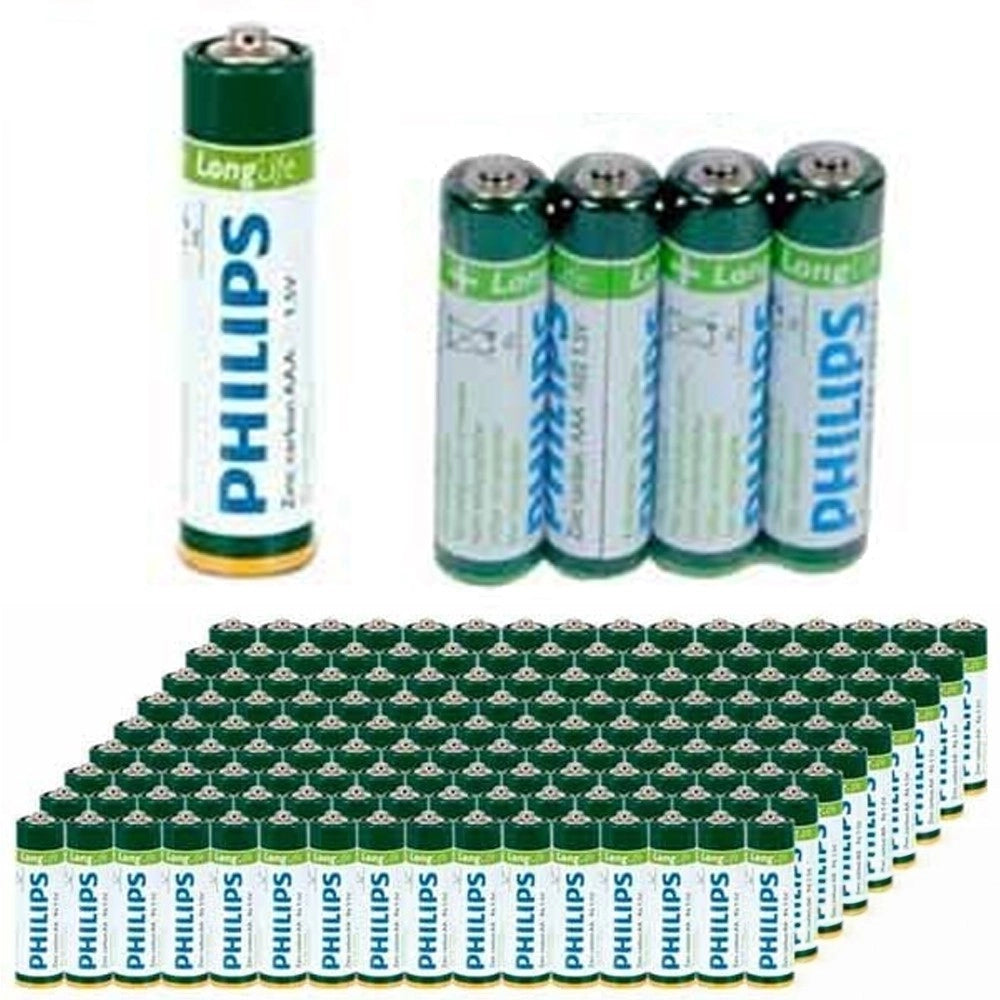 Trade Shop - 144 X Batterie Pile Ministilo Philips Zinco Carbon Longlife Batteria Aaa R3 1,5v -