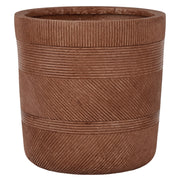 Vaso rotondo per piante in fibra di argilla con motivo a rilievo marrone dorato ⌀ 36 cm terrazzo giardino esterno