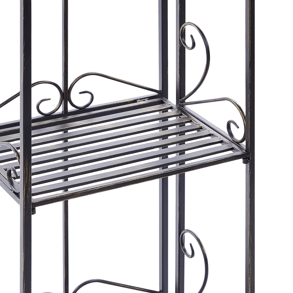 Scaffale Stile Vintage per Bagno Struttura in Metallo nero con 4 Ripiani