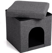 Piedistallo e contenitore multifunzionale per cane o gatto - confortevole e robusto - design elegante - grigio - 37,5x37,5x38 cm