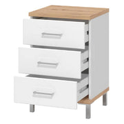 Savino, Comodino 3 Cassetti, 45x40x69h cm Bianco
