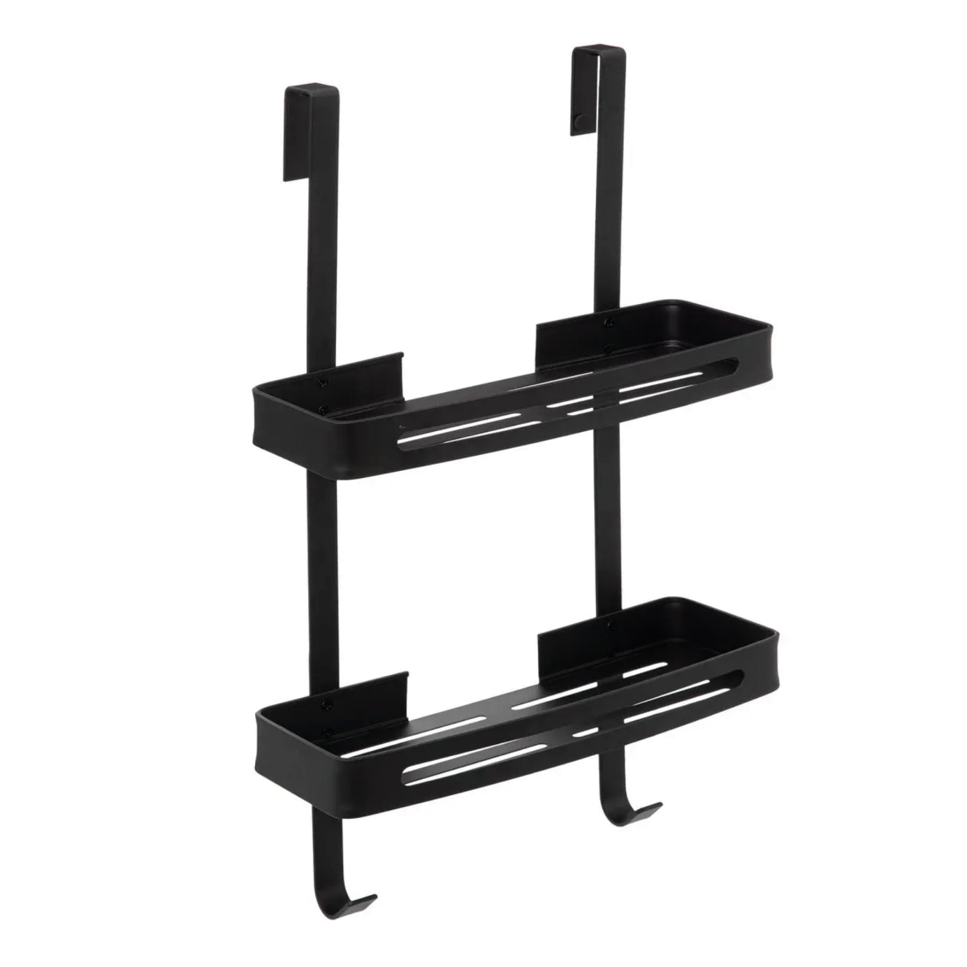 Mensola doccia "Blackalu" a 2 livelli con fissaggio adesivo ‚Äì 60x32,5x16 cm