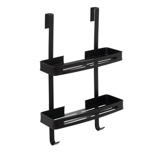 Mensola doccia "Blackalu" a 2 livelli con fissaggio adesivo ‚Äì 60x32,5x16 cm