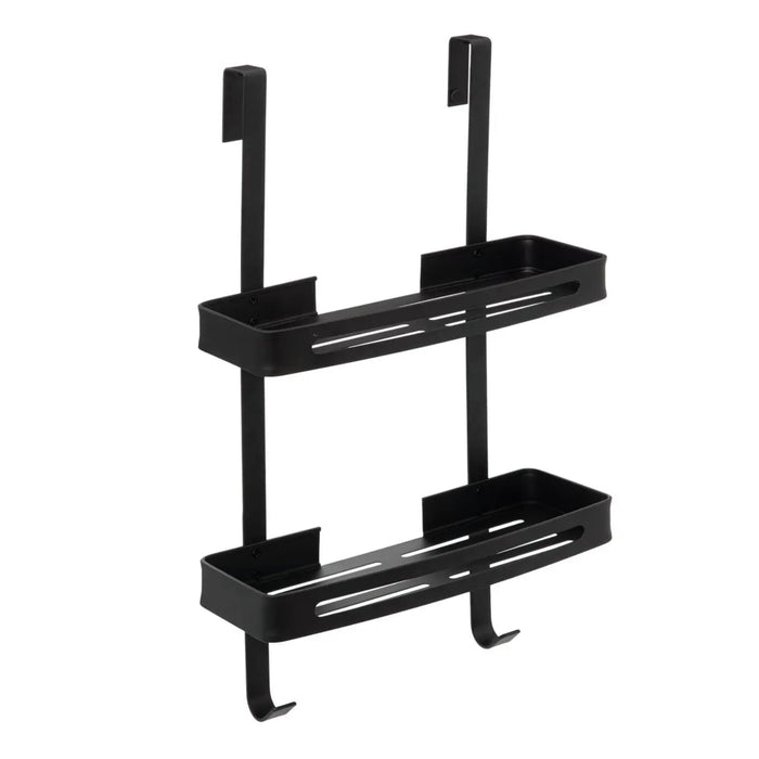 Mensola doccia "Blackalu" a 2 livelli con fissaggio adesivo ‚Äì 60x32,5x16 cm