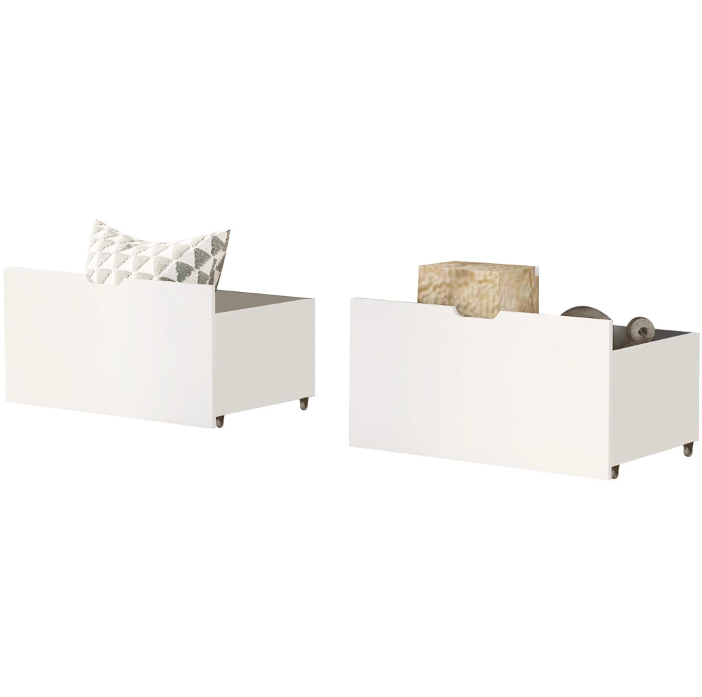 Cassetti per letto con 2 vani in legno bianco