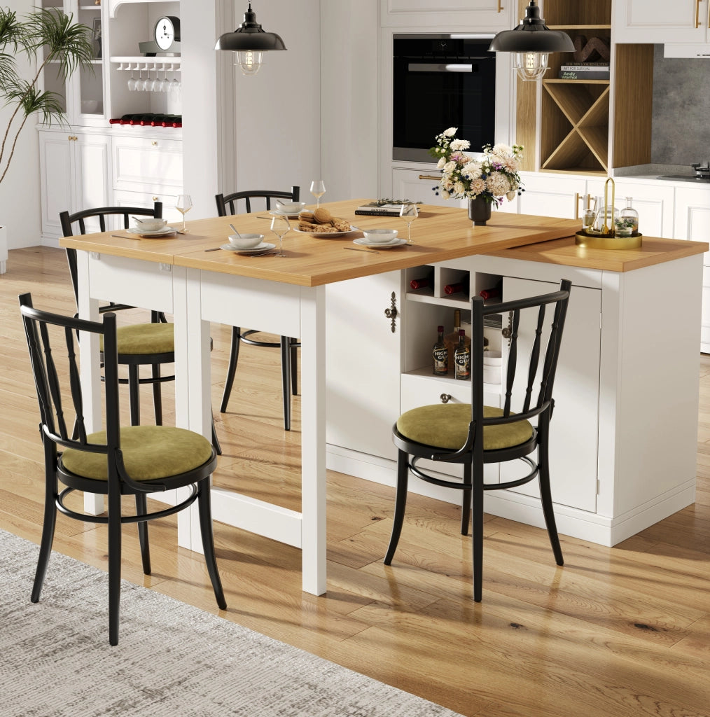 Tavolo bar 120-180x40x76 cm estensibile multifunzione in MDF naturale e bianco