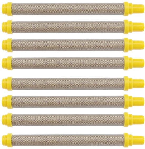 Filtro a maglie 100 - Pacco da 8 pezzi - Acciaio inossidabile - Materiale plastico - Adatto per macchine di aspersione senza aria - Lunghezza 102 mm - Filtro a maglie per aspirazione