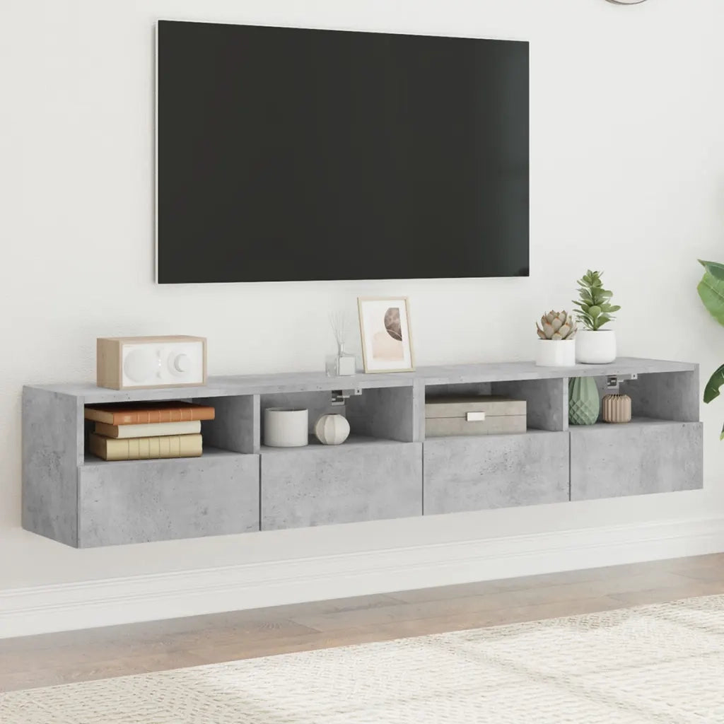 Mobili TV Muro 2pz | Armadietto TV | Mobile Porta TV Grigio Cemento 80x30x30 cm Legno Multistrato