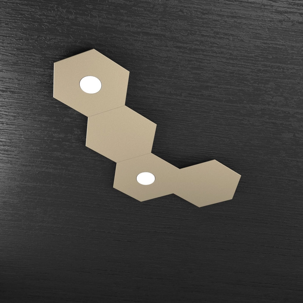 HEXAGON APPLIQUE-PLAFONIERA 2 LUCI + 2 DECORATIVO SABBIA 1142-2L2D-SA