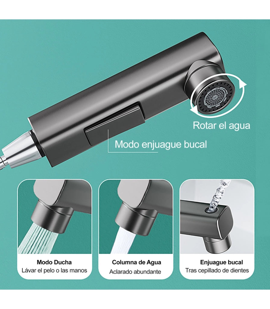 Rubinetto Lavandino Acqua Verticale LH-178 | Rame Massiccio | Estraibile | 2 Modi Acqua | Acqua Verticale per Risciacquo Dentale