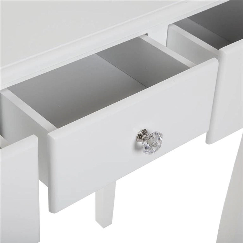 Toeletta trucco Glam in legno bianco specchio quadrato con luce led