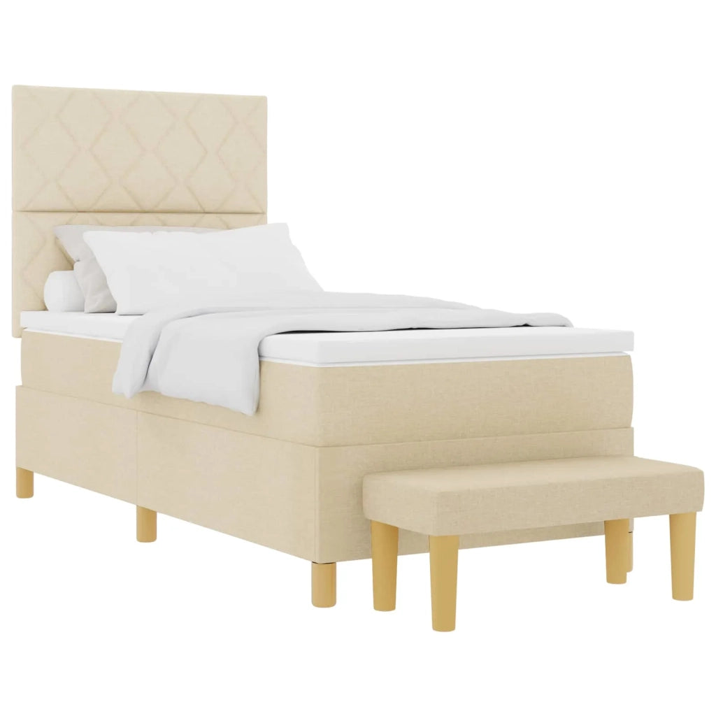 Letto a molle con cuscino Crema 190 x 90 cm Tessuto 3344343