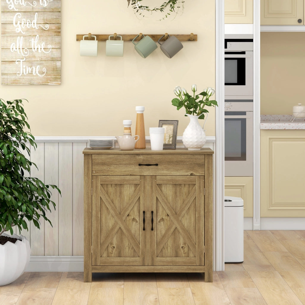 Credenza Cucina con 2 Ante e Cassetto ¨C Zephmum ¨C Legno 80x40x80