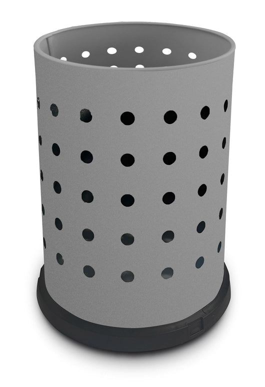 Pattumiera Gettacarte Ø25xh34 cm da Interno in Acciaio Verniciato Traforato Grigio