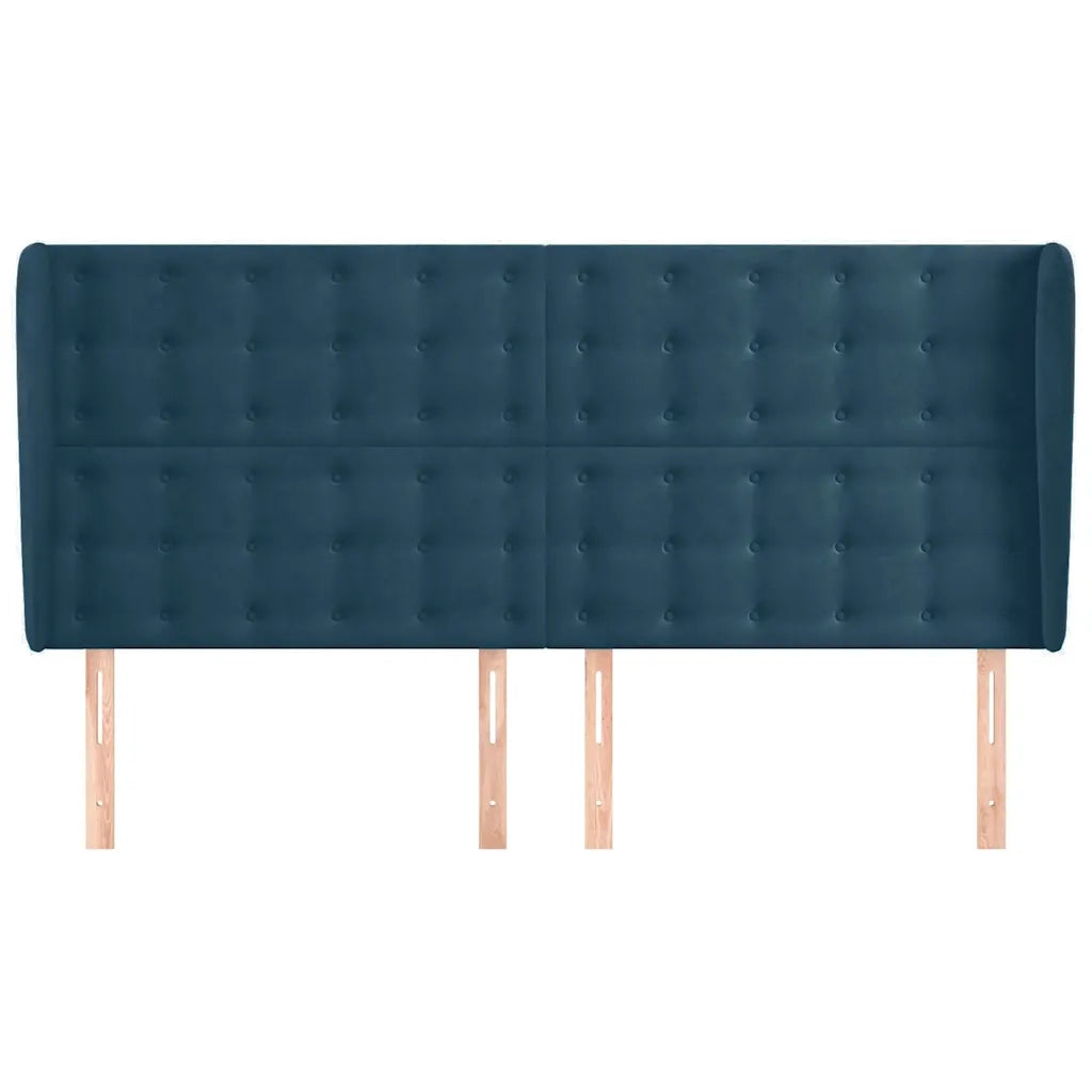 Testiera ad Orecchio-Testata con Orecchie Blu Scuro 163x23x118/128 cm in Velluto 824463