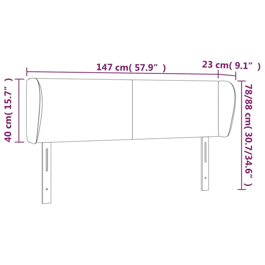 Testiera ad Orecchio-Testata con Orecchie Marrone Scuro 147x23x78/88 cm in Tessuto 999315