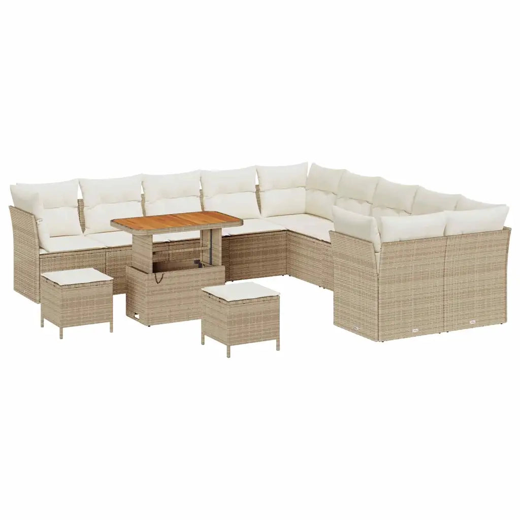 Set Divano da Giardino con cuscino 13 pcs beige e panna