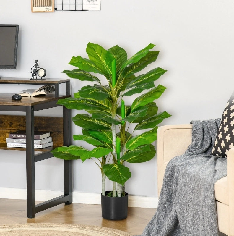 Pianta artificiale 95 cm con 33 foglie e vaso per soggiorno
