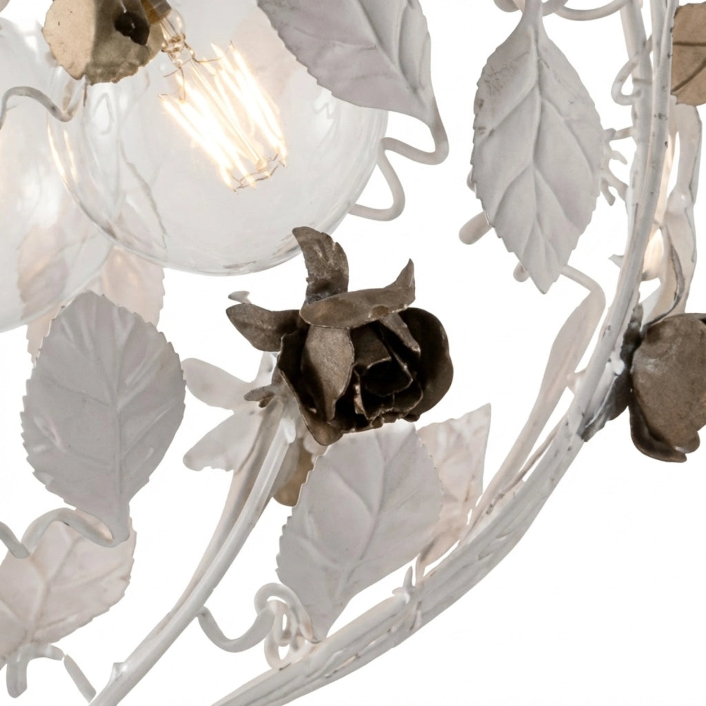 Lampadario Shabby Chic Bella Metallo Bianco 3 Luci E27