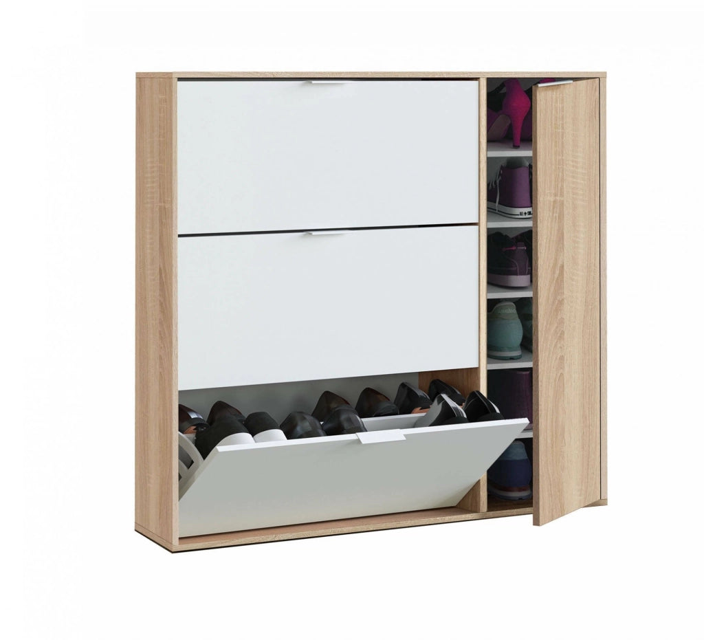 Mobile Portascarpe Ammour, Scarpiera 30 Paia, 106x22x115h cm Marrone Rovere