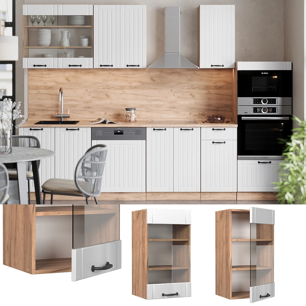 Vicco Mobile da cucina in vetro Bianco casa di campagna 40 cm