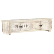 Mobile TV multimediale mensola TV credenza TV sala da pranzo soggiorno camera da letto 140 x 30 x 35 cm legno massello di mango bianco 02_0025903