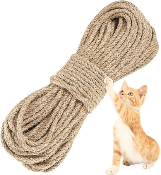 Tessuto di sisal per palo per gatti - 6 mm/30 metri tessuto di sisal naturale per gatti - albero per gatti - giardinaggio - arredamento per la casa