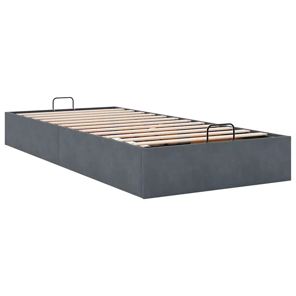 Giroletto senza Materasso Grigio Scuro 90x190 cm Velluto