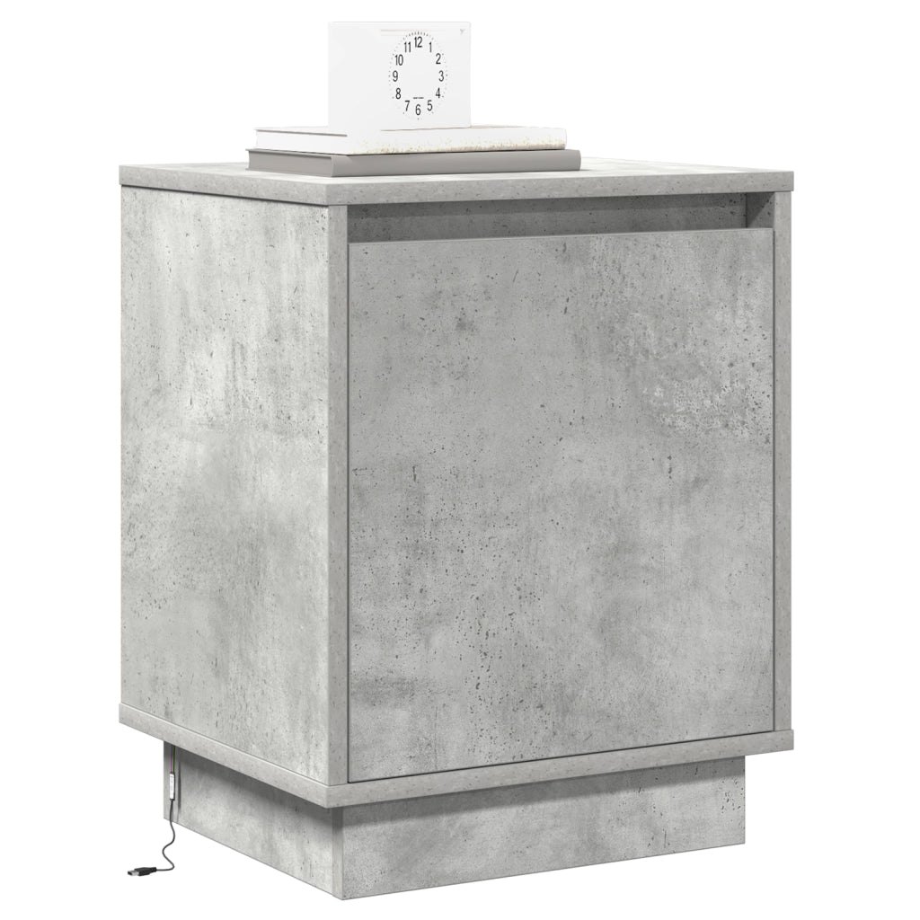 Comodini con Luci LED 2 pcs Grigio Cemento 39x34,5x50 cm