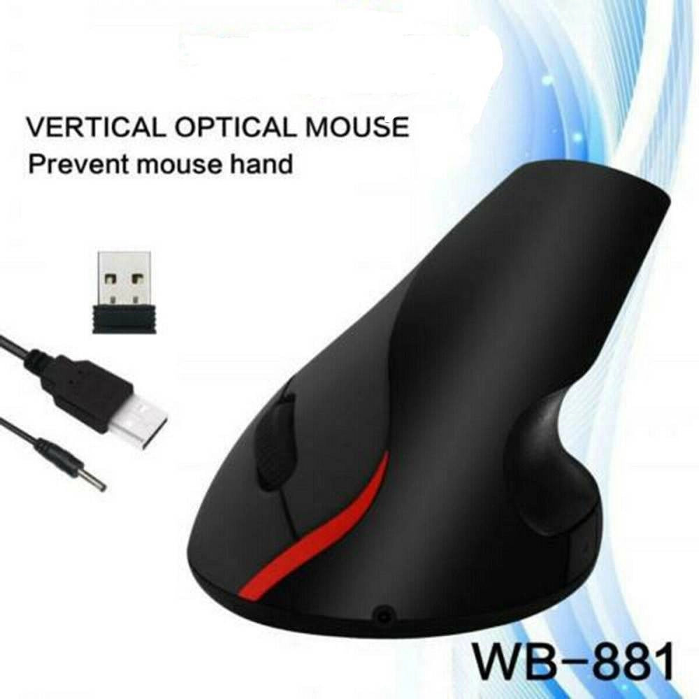 Trade Shop - Mouse Verticale Wireless Ergonomico Polso Gomito Tennista Tunnel Carpale 6 Tasti -