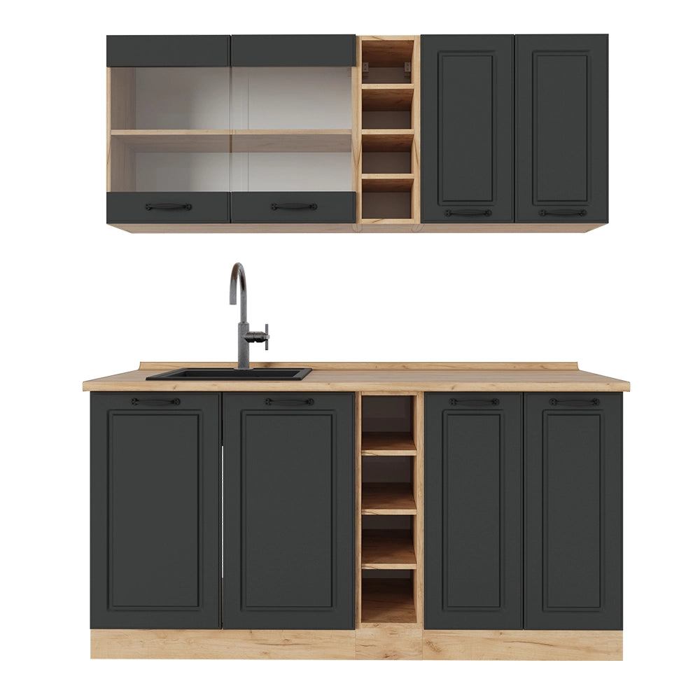 Vicco Cucina completa Antracite casa di campagna/rovere dorato 160 cm , PL Rovere