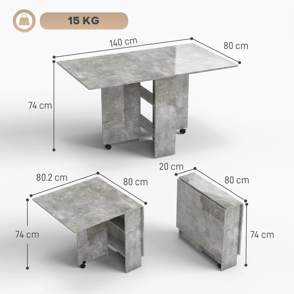 Tavolo da Pranzo Pieghevole Allungabile ¨C Zephmum ¨C Grigio Cemento