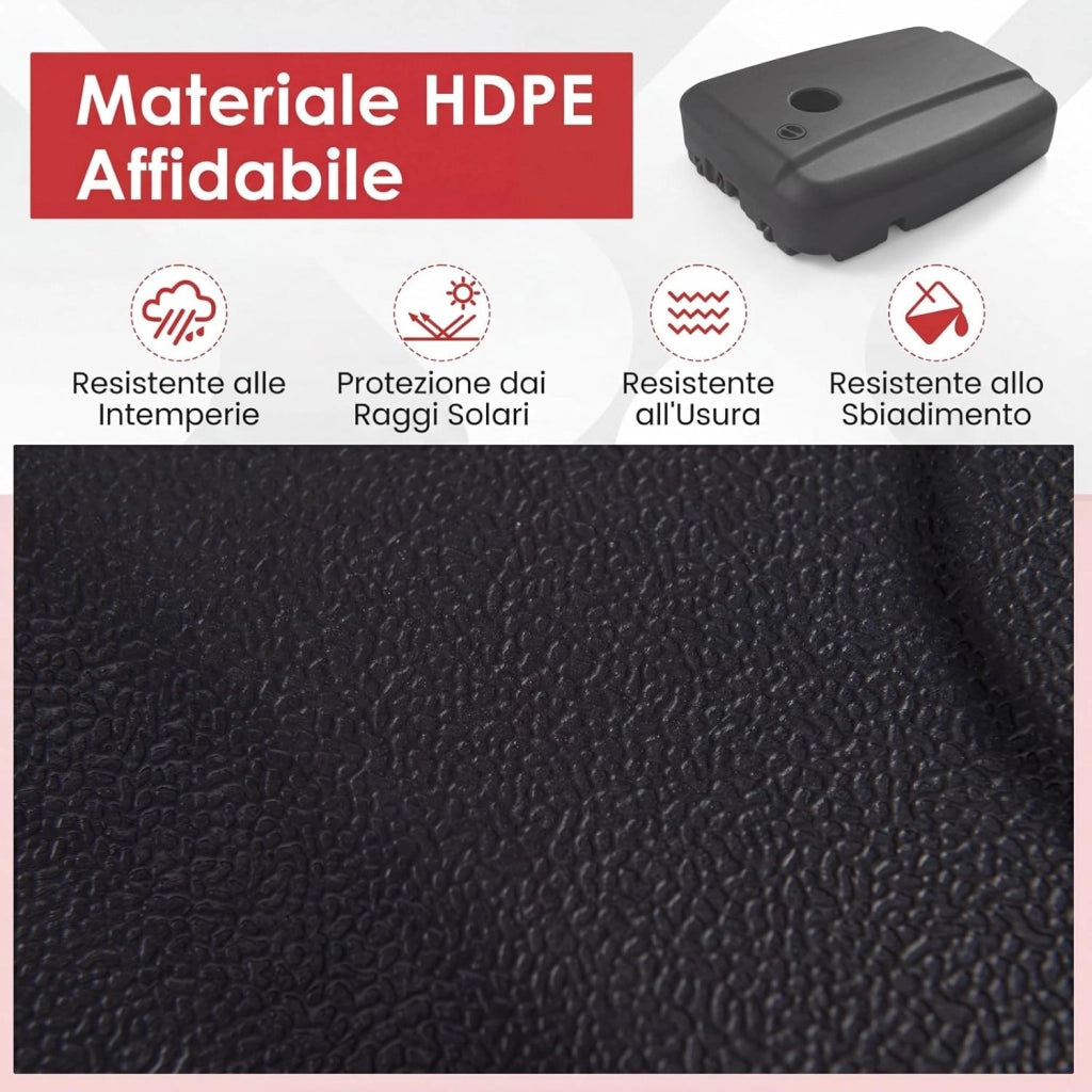 Base per Ombrellone da Patio a 102 kg/150 kg, in Plastica HDPE con Ruote, Supporto Quadrato per Ombrellone Riempibile con Acqua o Sabbia, per Esterno, Balcone, Spiaggia (102, Chilogrammi)