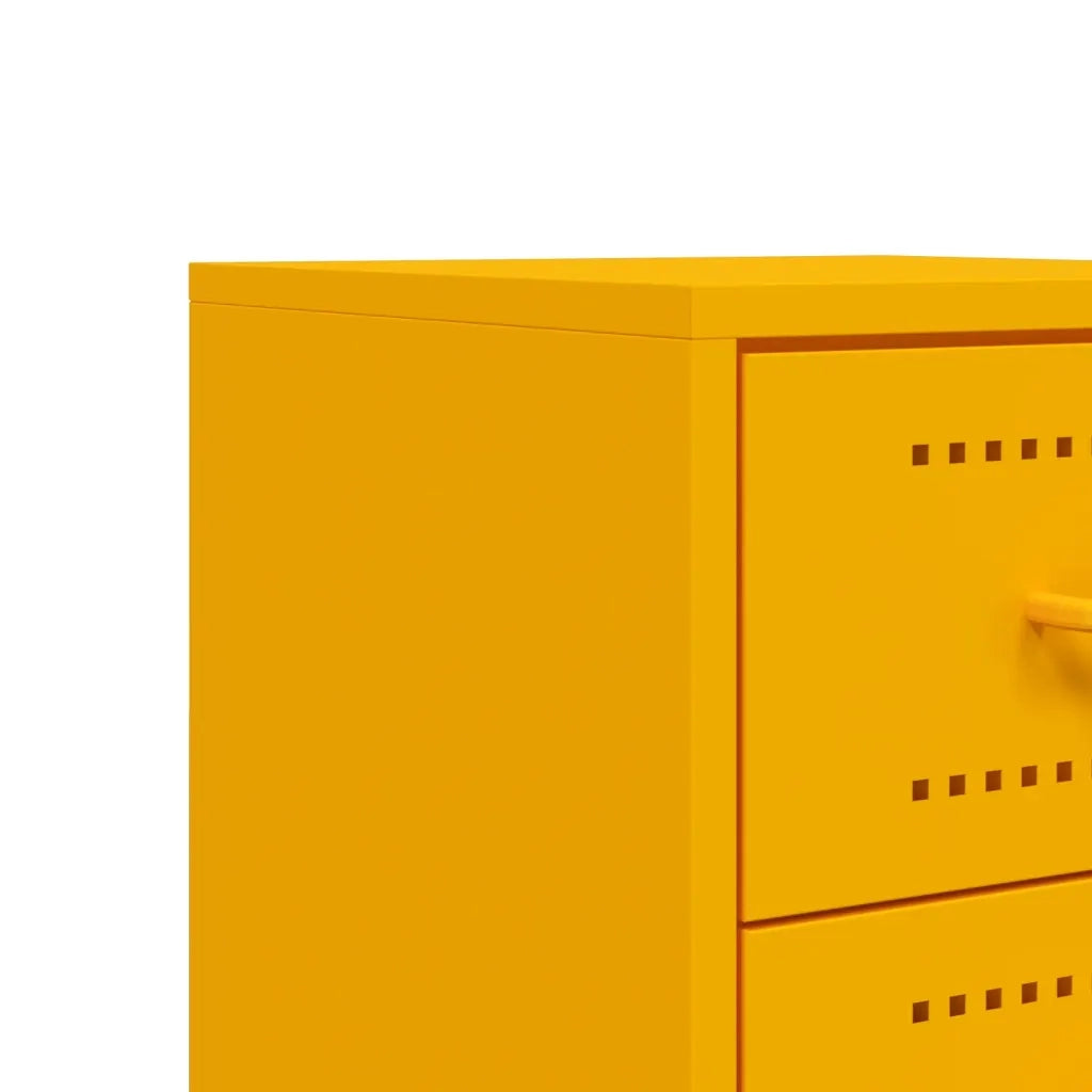 Comodino | Armadio da Notte | Mobiletto da notte Giallo Senape 36x39x60,5 cm in Acciaio