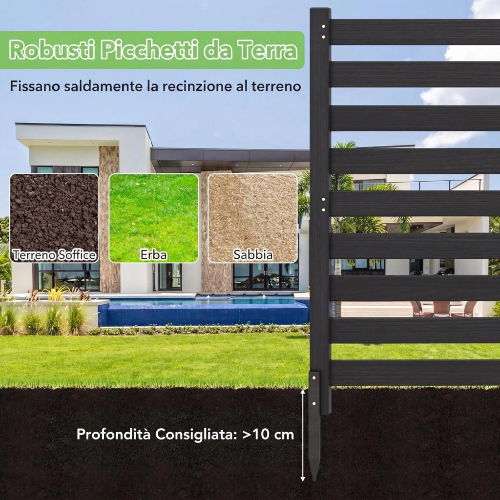 Recinzione da Giardino in Legno Massello, Schermo per Privacy da Esterno Regolabile, Pannelli Privacy da Giardino per Condizionatore e Bidoni della Spazzatura e Divisorio di Spazio (Nero)