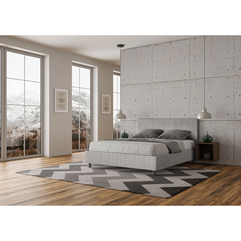 Letto imbottito Matrimoniale 160x210 cm tessuto Aragona Adele - Bianco,Con rete