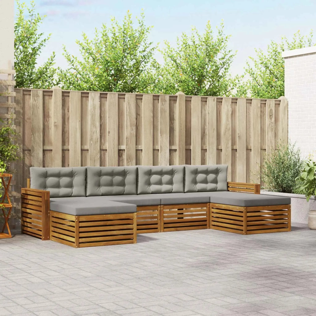 Set divani con cuscino 6 pcs Grigio Naturale e Chiaro