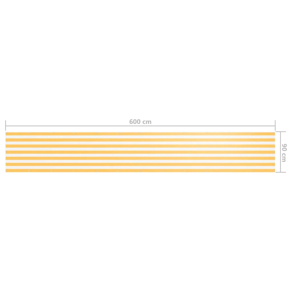 Paravento per balcone frangivista 90 x 600 cm tessuto Oxford bianco e giallo 02_0010085