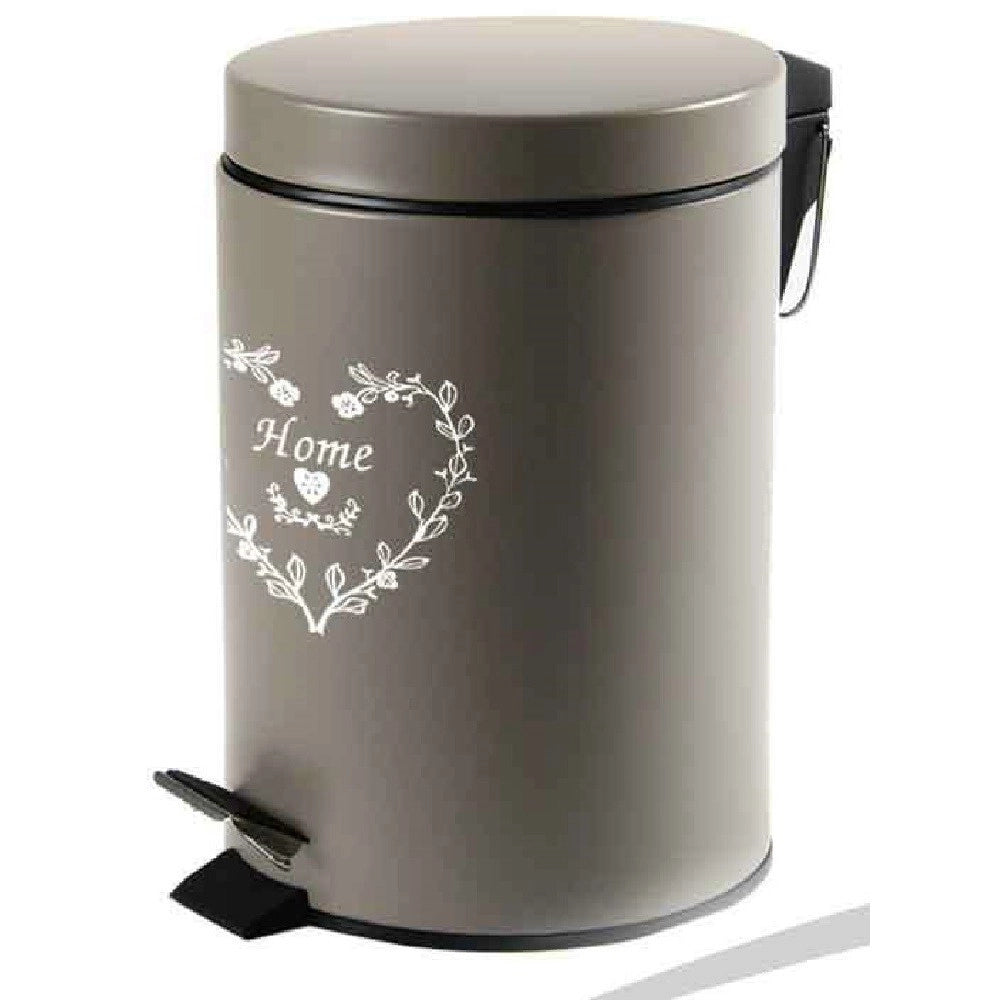 Trade Shop - Pattumiera Portaspazzatura 25x38cm 12lt Deluxe Cuore Home Moderno Tortora 664489 -