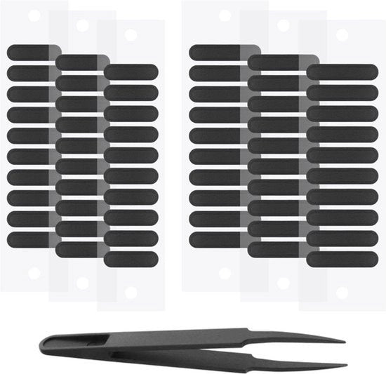 Etichette per diffusione sonora per telefoni cellulari - Protezione pinze - Compatibile con Android - 60 pezzi - Etichette per diffusione sonora - Nero - Collegamento caricabatteria per smartphone - 30 pezzi corti & 30 pezzi lunghi