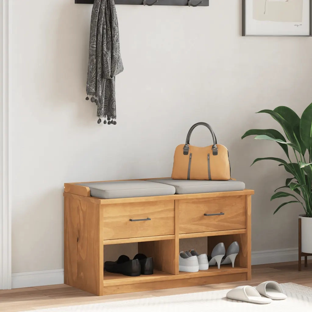 Panca da Corridoio-Sgabello-Panca con Contenitore SANDNES 87x40x50 cm Legno Massello di Pino 553738